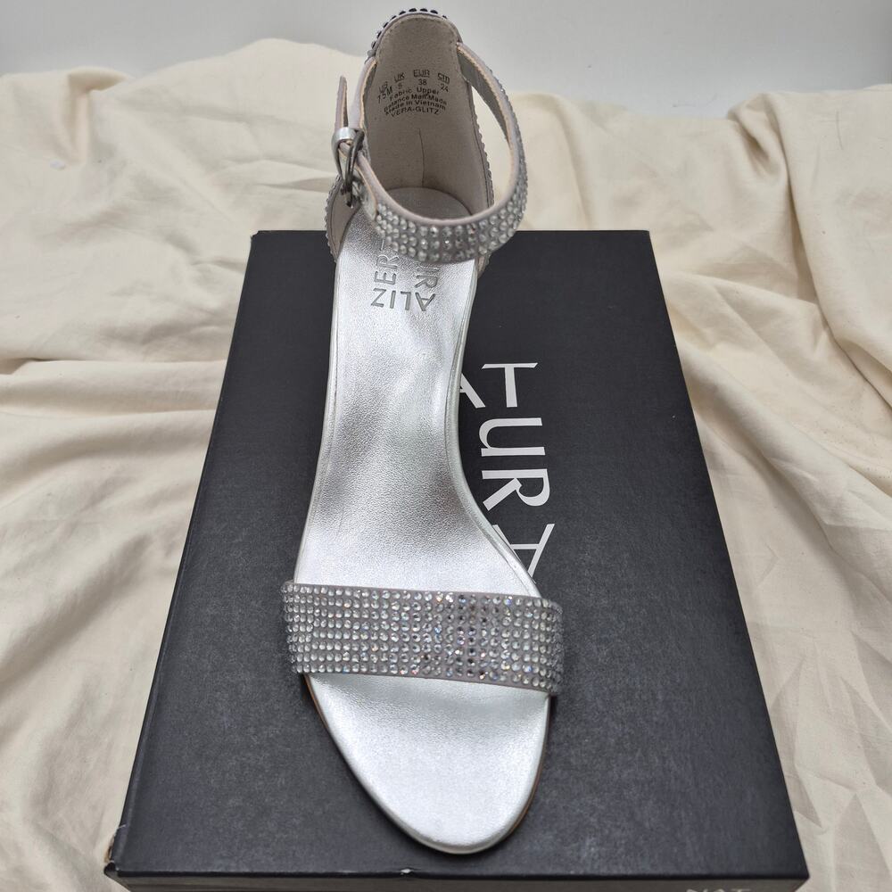 Naturalizer Silver Rhinestone Block Heel Sandals - Picture 4 of 8
